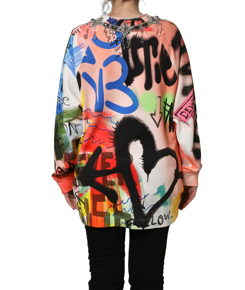 Dolce & Gabbana Sweatshirt mit Graffiti-Aufdruck und Verzierungen in Multicolor