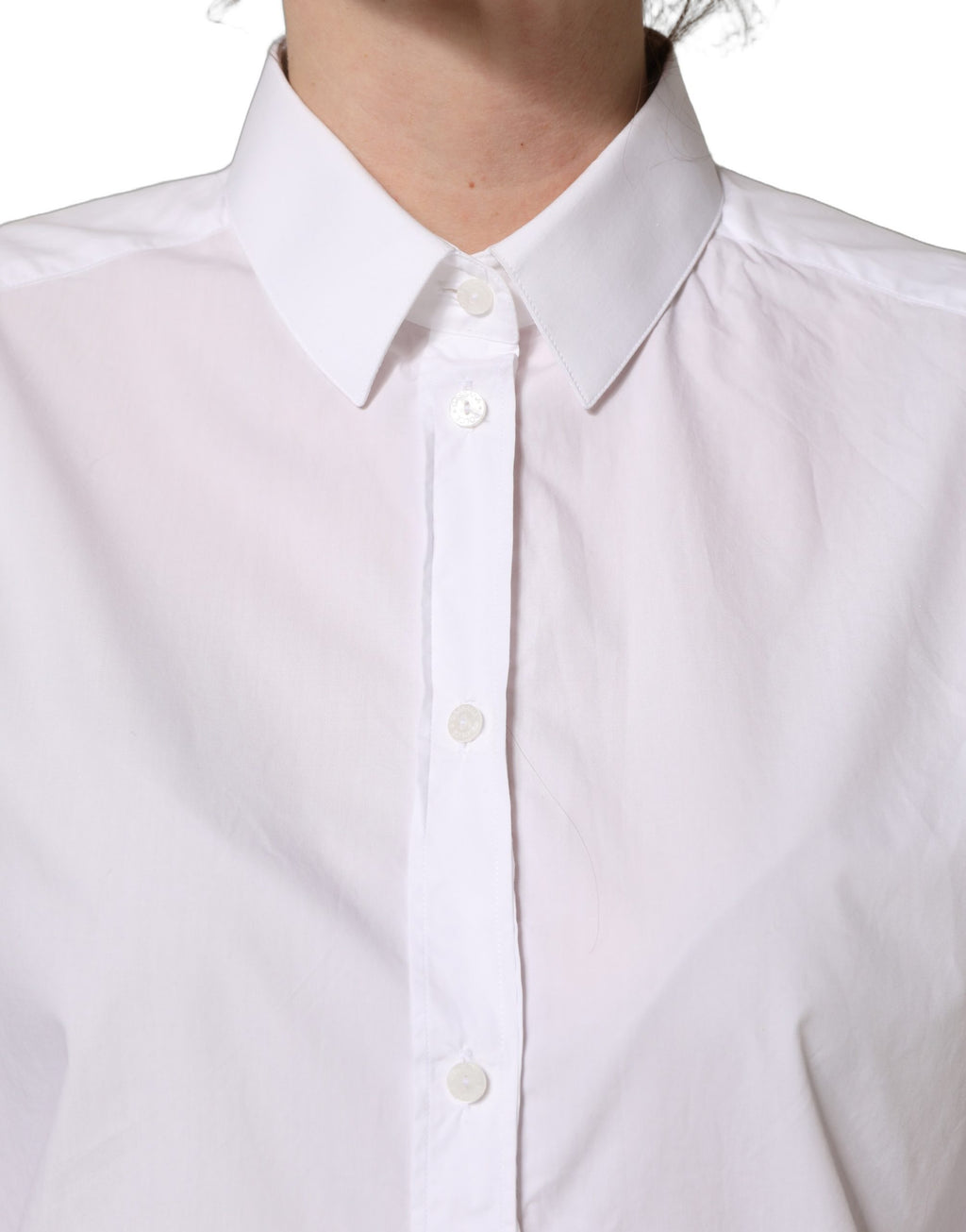 Dolce & Gabbana Weißes Langarm-Hemd aus Baumwolle mit Knopfleiste