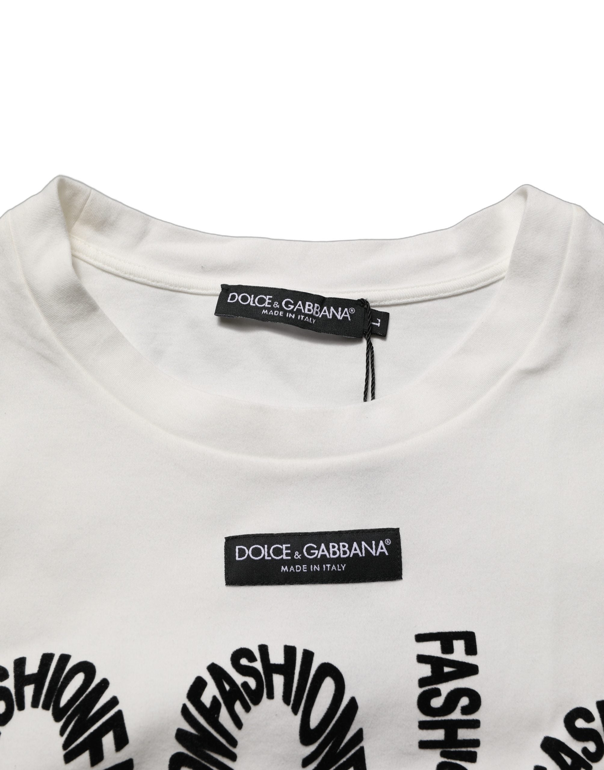 Dolce & Gabbana Weißes ärmelloses Tanktop aus Baumwolle mit Grafikprint