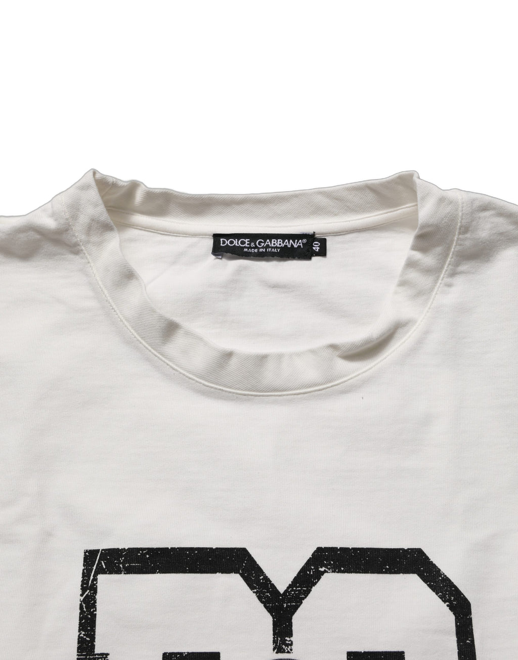 Dolce & Gabbana Weißes Baumwoll-Cropped-Jersey-Top mit DG-Logo-Print