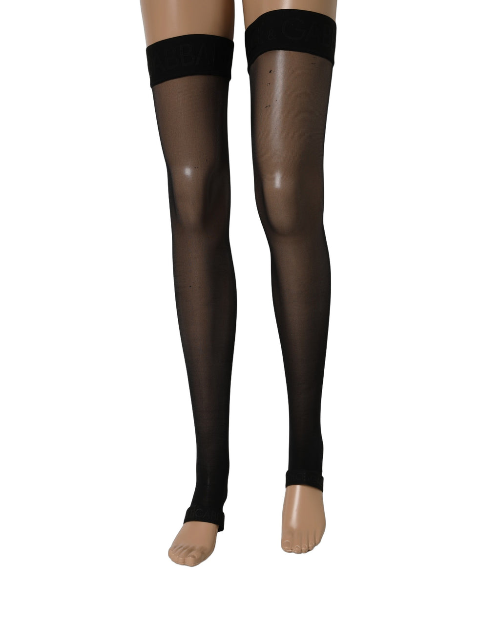 Dolce & Gabbana Schwarze transparente Nylon-Strümpfe bis zum Oberschenkel