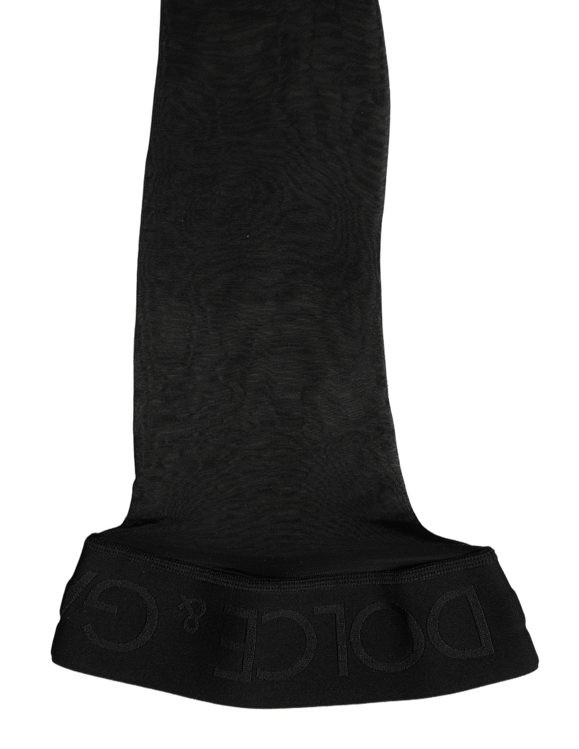 Dolce & Gabbana Schwarze transparente Nylon-Strümpfe bis zum Oberschenkel