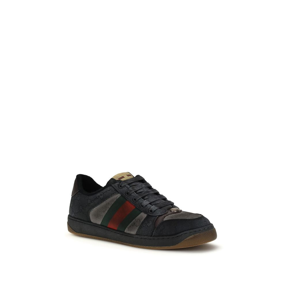 Gucci Schwarze Bos Taurus Kalbsleder Low-Top-Sneaker