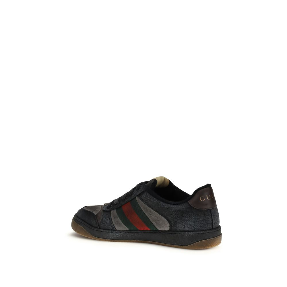 Gucci Schwarze Bos Taurus Kalbsleder Low-Top-Sneaker
