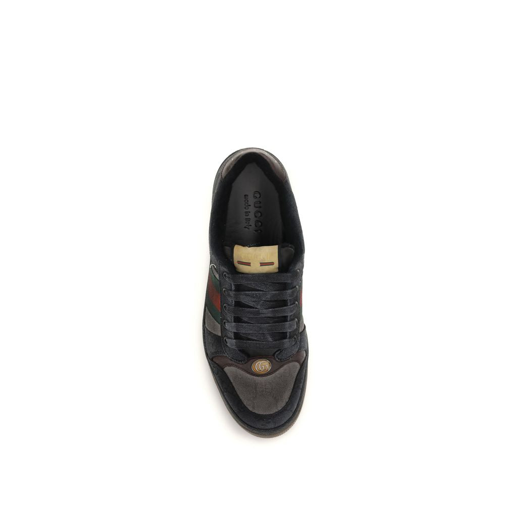 Gucci Schwarze Bos Taurus Kalbsleder Low-Top-Sneaker