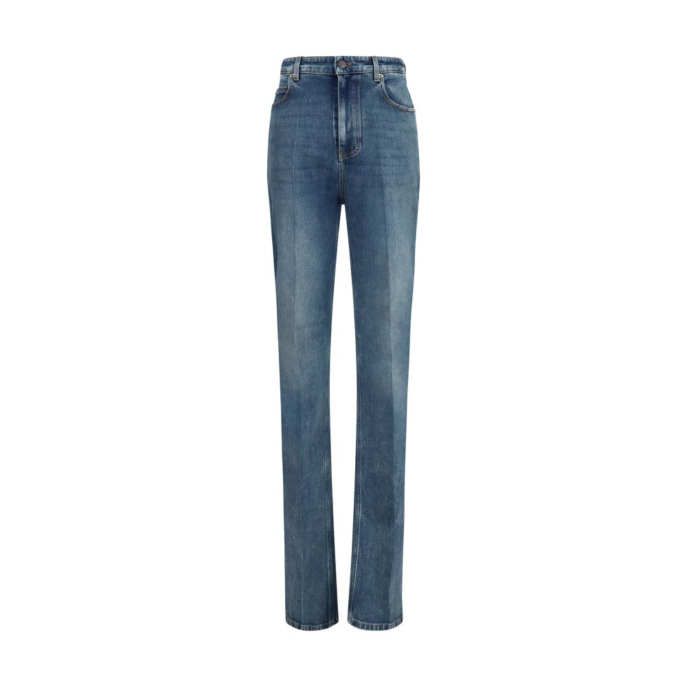 Balenciaga Blaue High-Waist Jeans aus Baumwolle