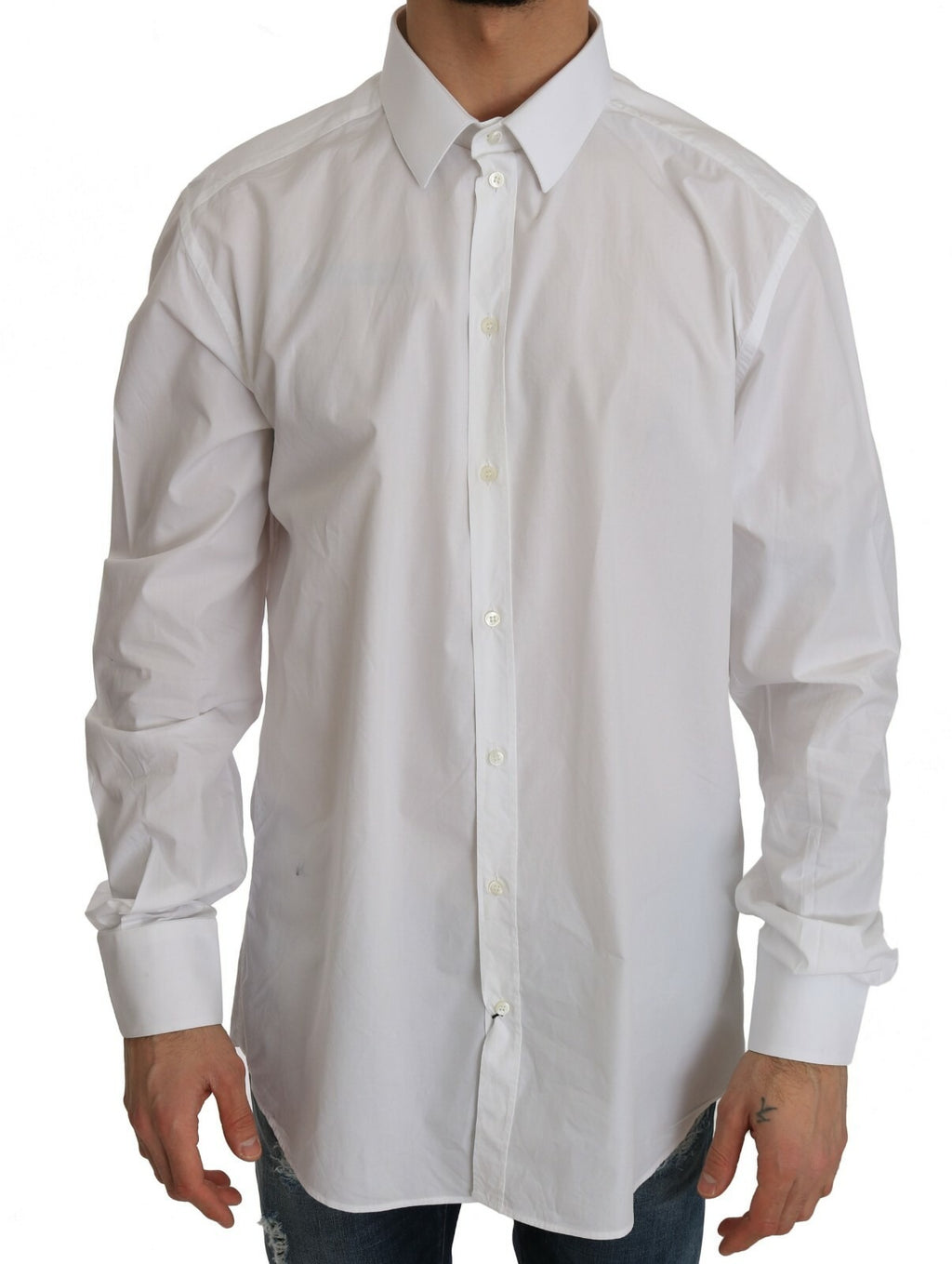 Dolce & Gabbana Weißes Slim Fit Hemd aus 100% Baumwolle GOLD