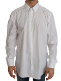 Dolce & Gabbana Weißes Slim Fit Hemd aus 100% Baumwolle GOLD