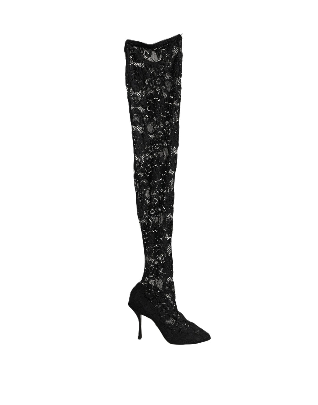 Dolce & Gabbana Schwarze Taormina Spitzen-Sockenstiefel Pumps