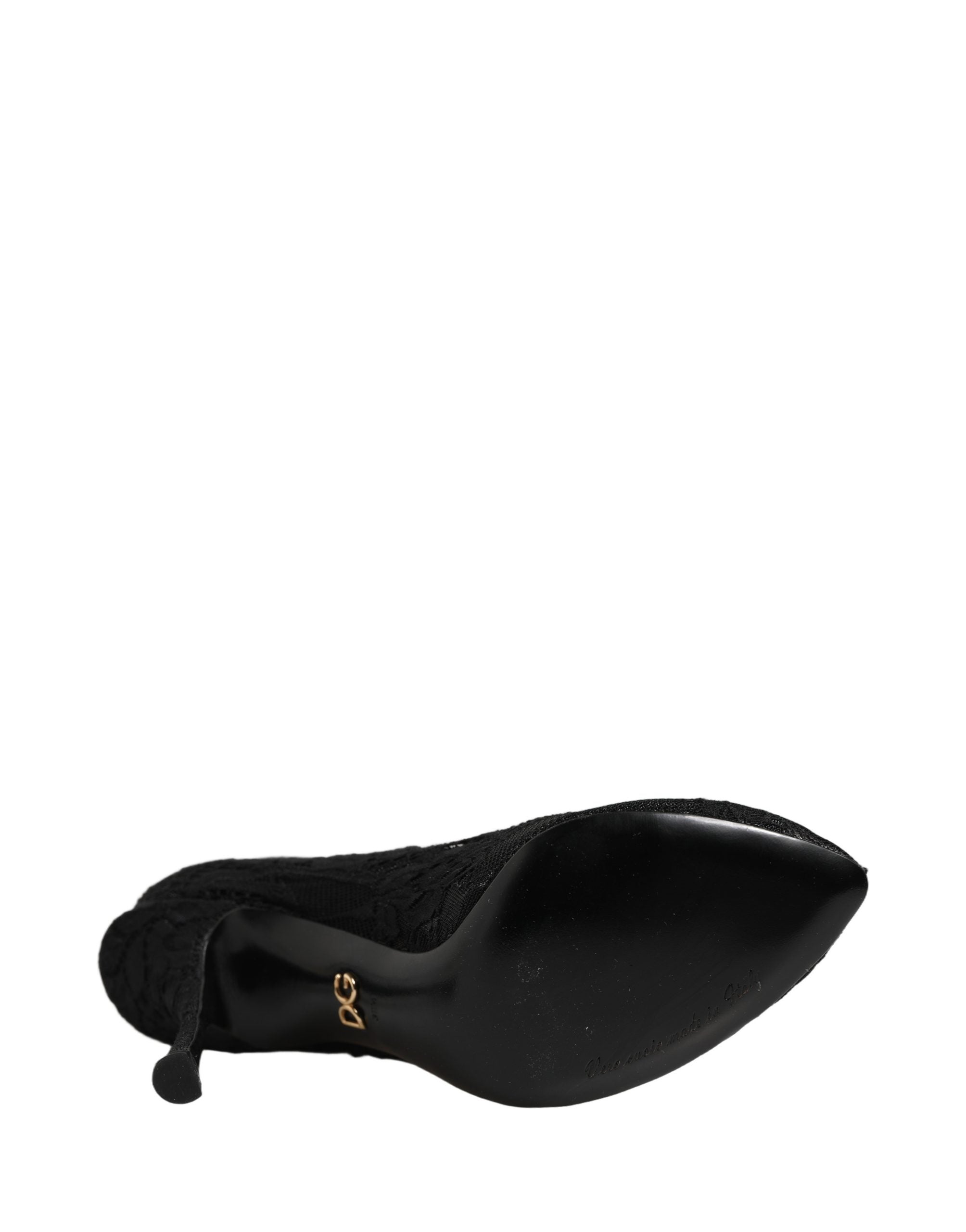 Dolce & Gabbana Schwarze Taormina Spitzen-Sockenstiefel Pumps