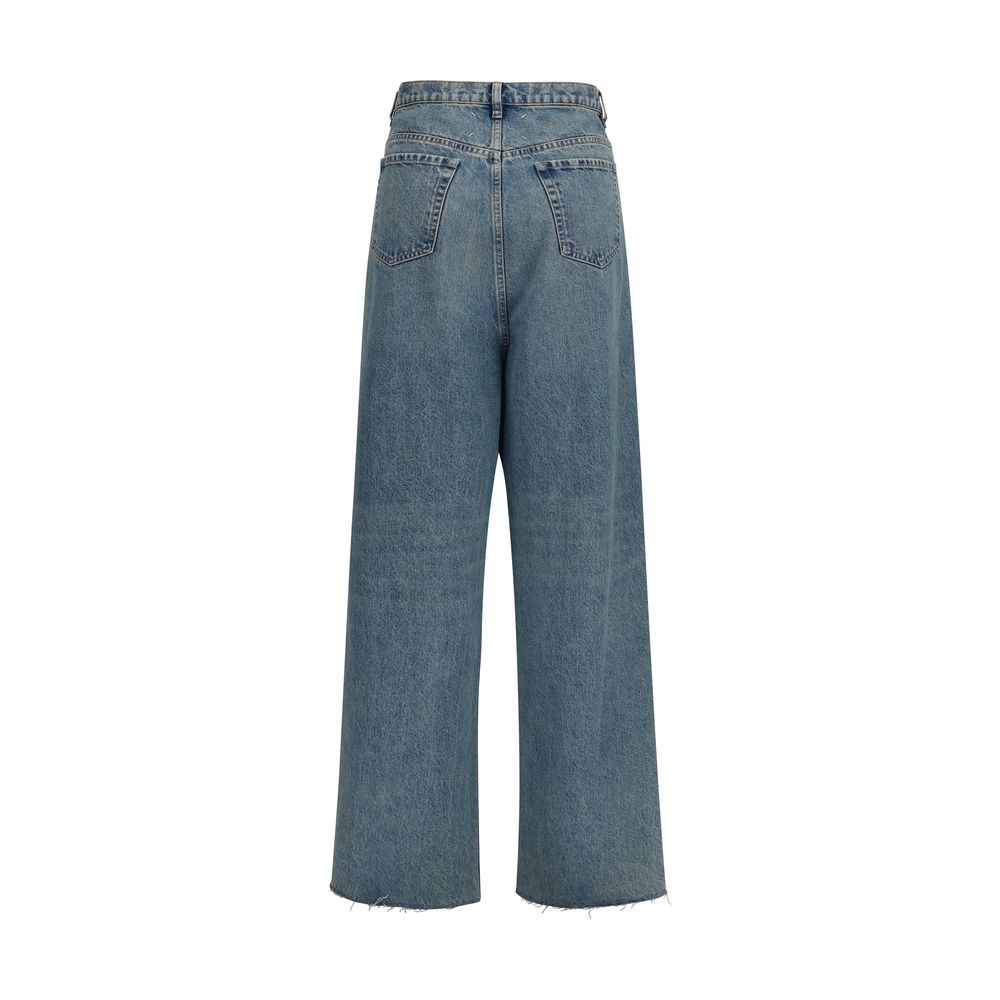 Maison Margiela Blaue High-Waist Jeans aus Baumwolle
