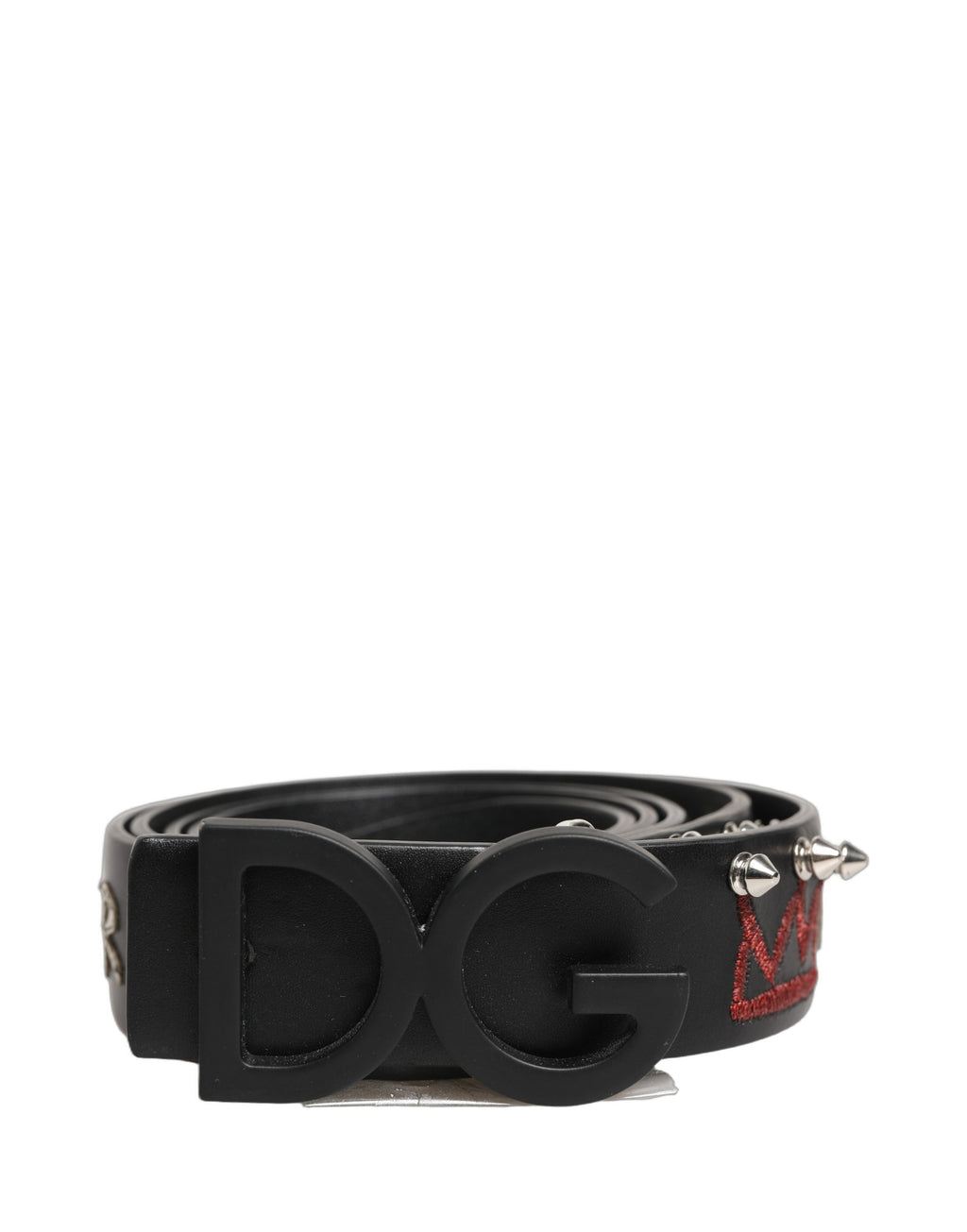 Dolce & Gabbana Schwarzer Ledergürtel mit Prinzessinnenkrone-Logo-Schnalle