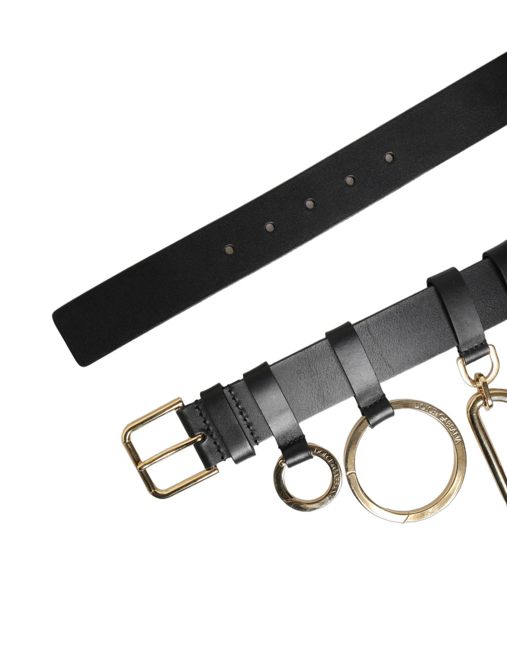 Dolce & Gabbana Schwarzer Kalbsleder Gürtel mit goldfarbener Metallschnalle