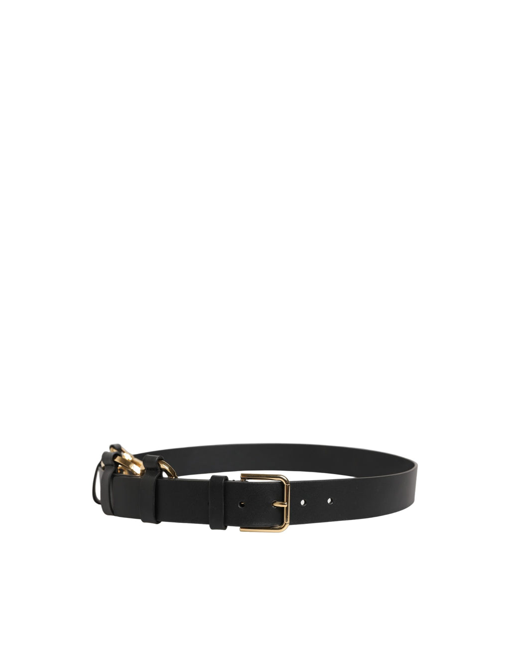 Dolce & Gabbana Schwarzer Kalbsleder Gürtel mit goldfarbener Metallschnalle