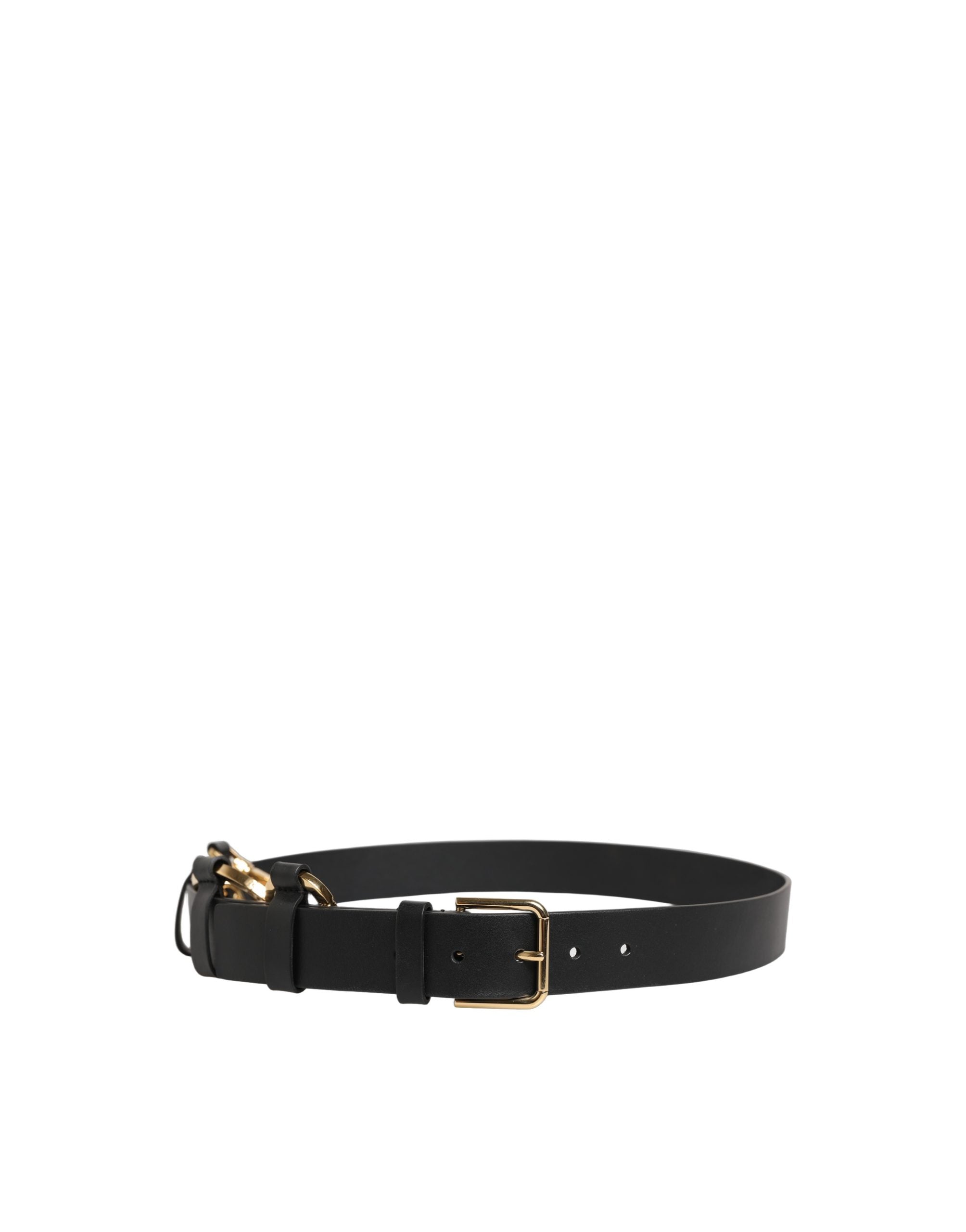 Dolce & Gabbana Schwarzer Kalbsleder Gürtel mit goldfarbener Metallschnalle