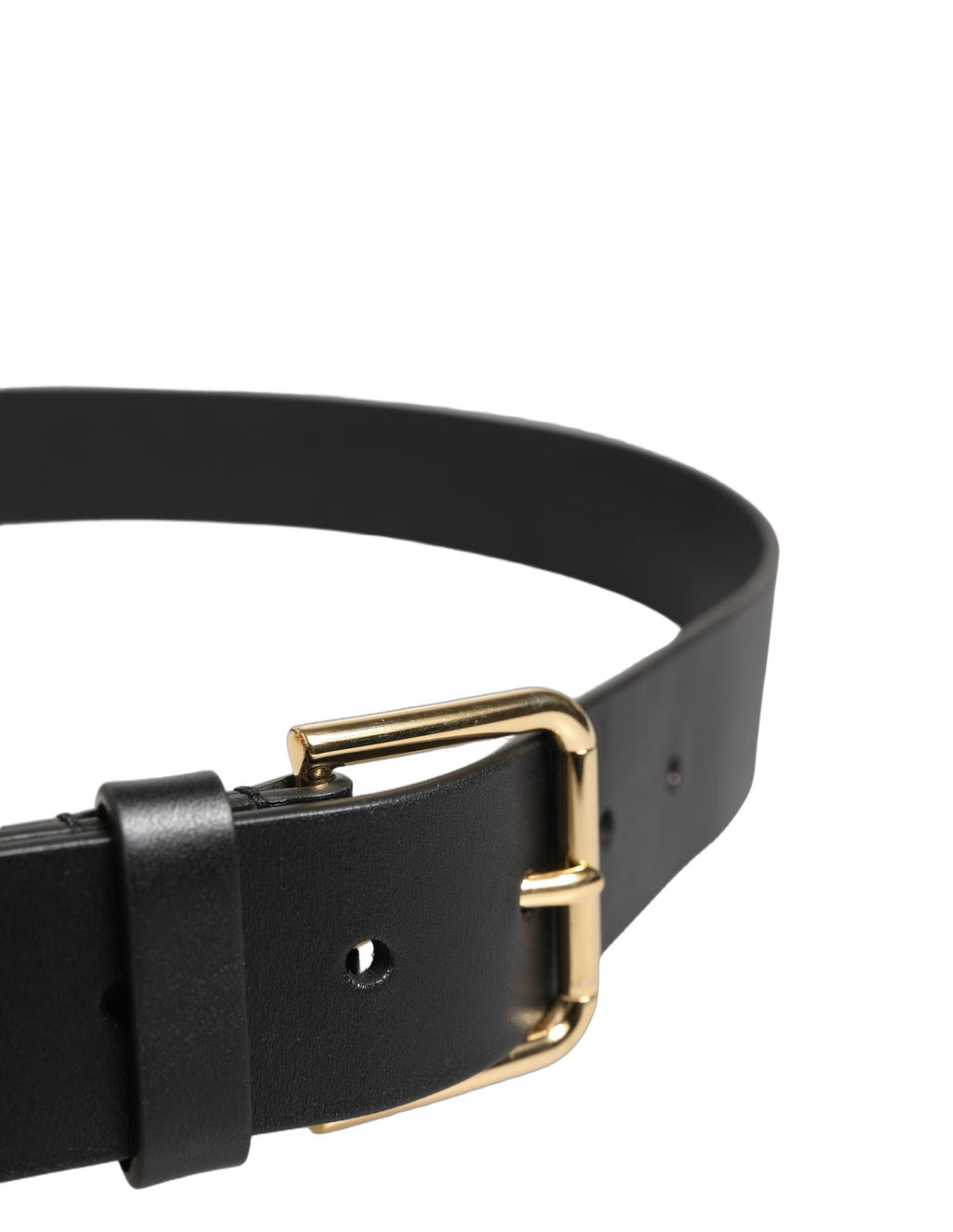 Dolce & Gabbana Schwarzer Kalbsleder Gürtel mit goldfarbener Metallschnalle