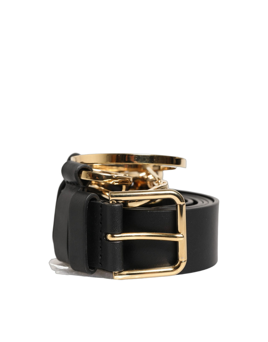 Dolce & Gabbana Schwarzer Kalbsleder Gürtel mit goldfarbener Metallschnalle