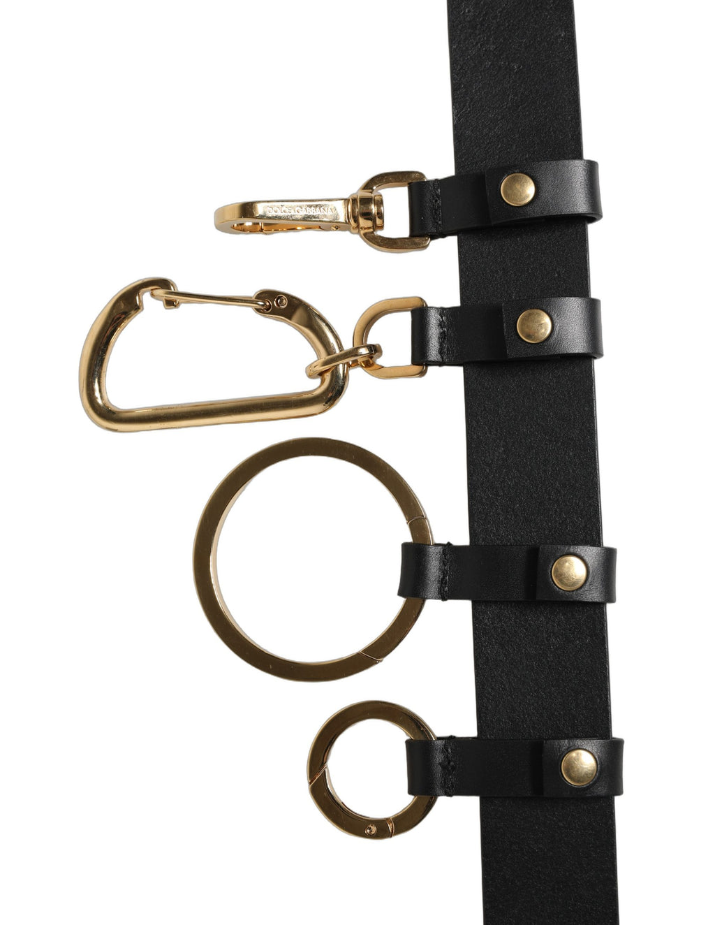 Dolce & Gabbana Schwarzer Kalbsleder Gürtel mit goldfarbener Metallschnalle