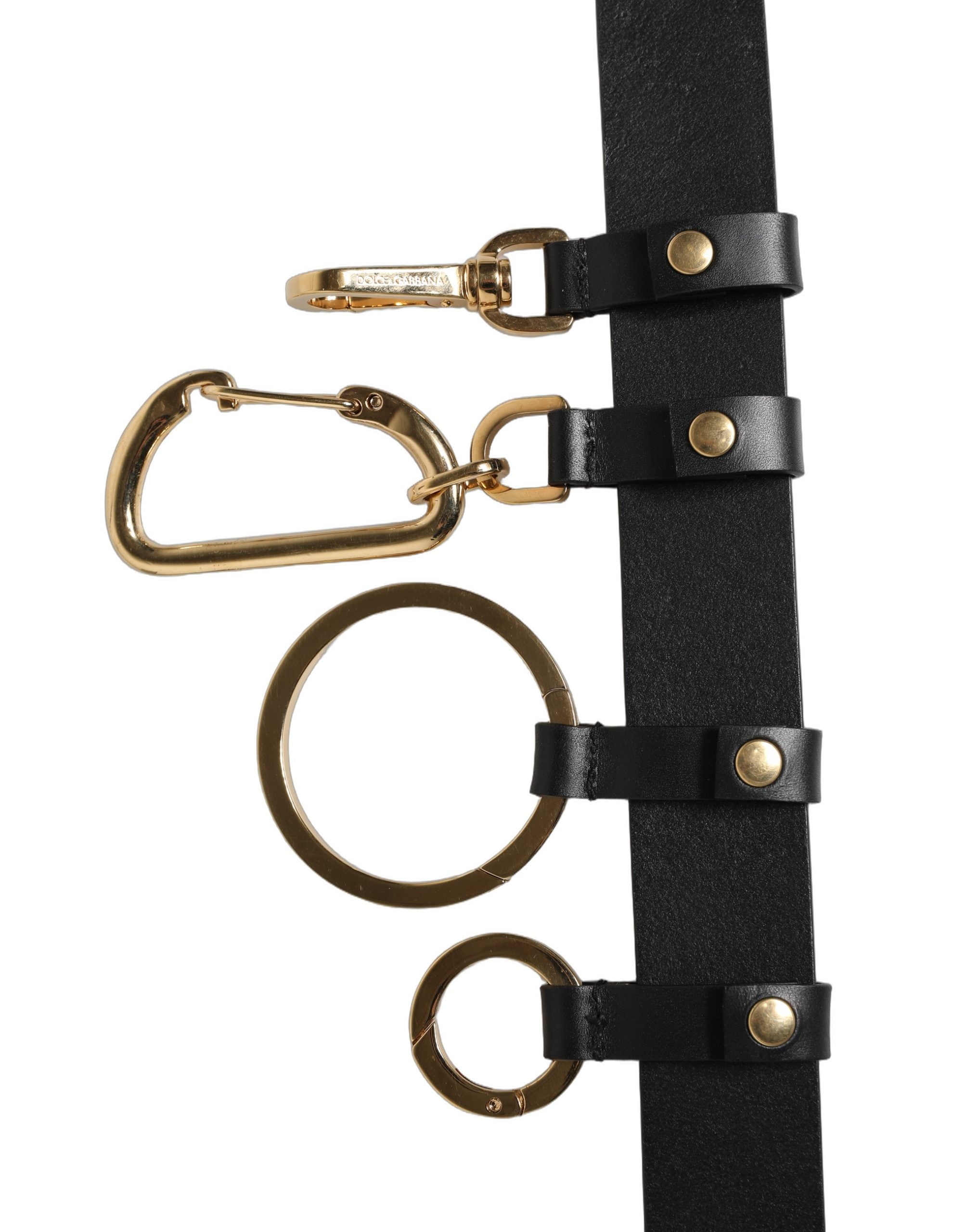 Dolce & Gabbana Schwarzer Kalbsleder Gürtel mit goldfarbener Metallschnalle