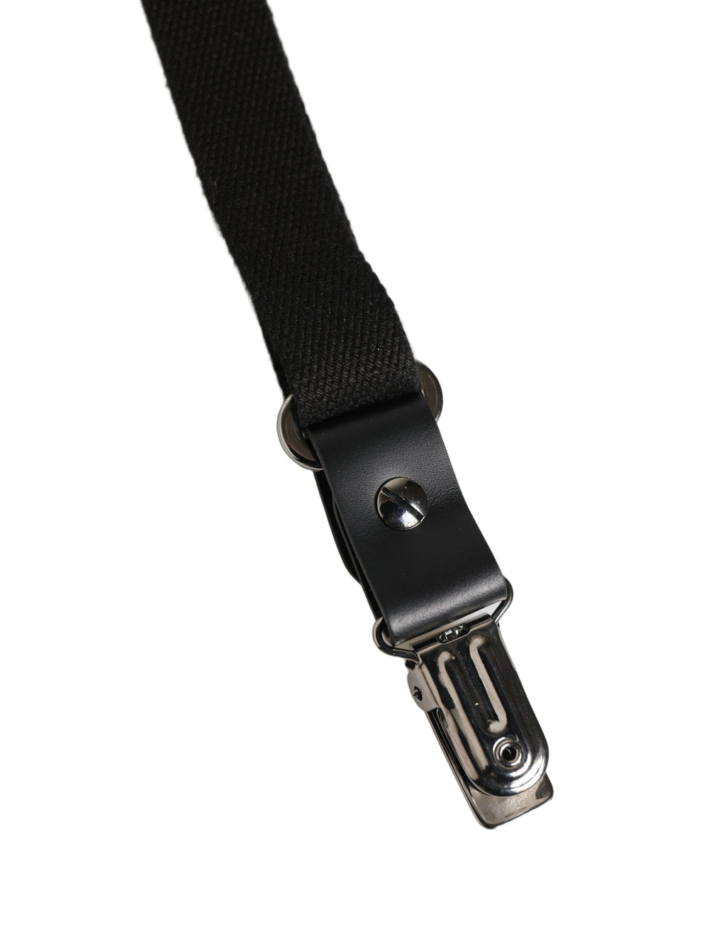 Dolce & Gabbana Schwarze Hosenträger aus Baumwolle und Leder mit elastischem Y-Rücken und Metallclips