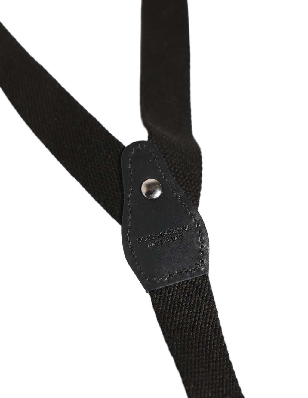Dolce & Gabbana Schwarze Hosenträger aus Baumwolle und Leder mit elastischem Y-Rücken und Metallclips