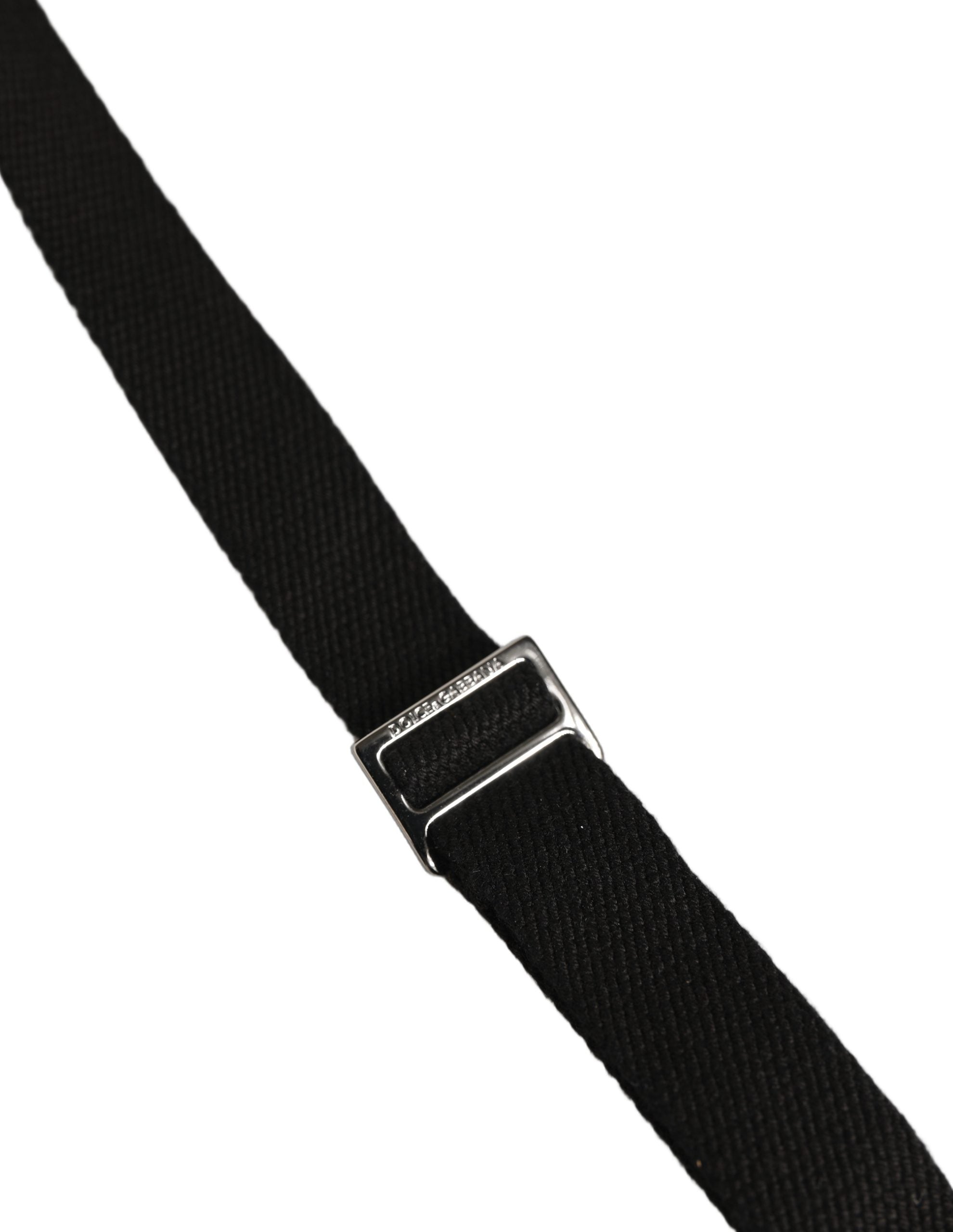 Dolce & Gabbana Schwarze Hosenträger aus Baumwolle und Leder mit elastischem Y-Rücken und Metallclips