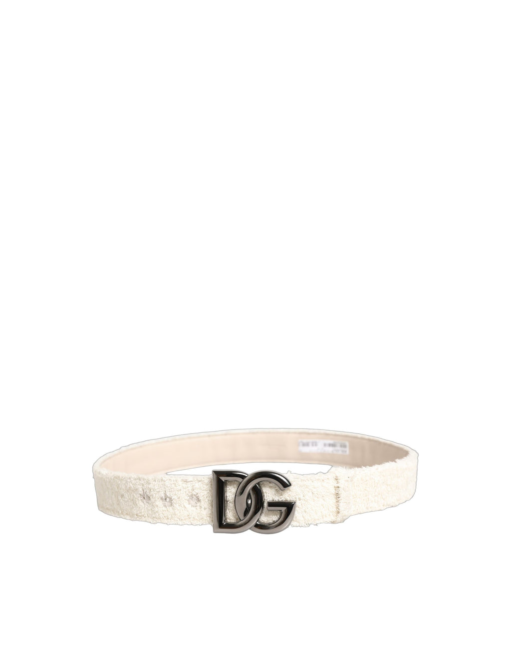 Dolce & Gabbana Weißes Baumwollfleece Gürtel mit DG-Logo und Metallschnalle