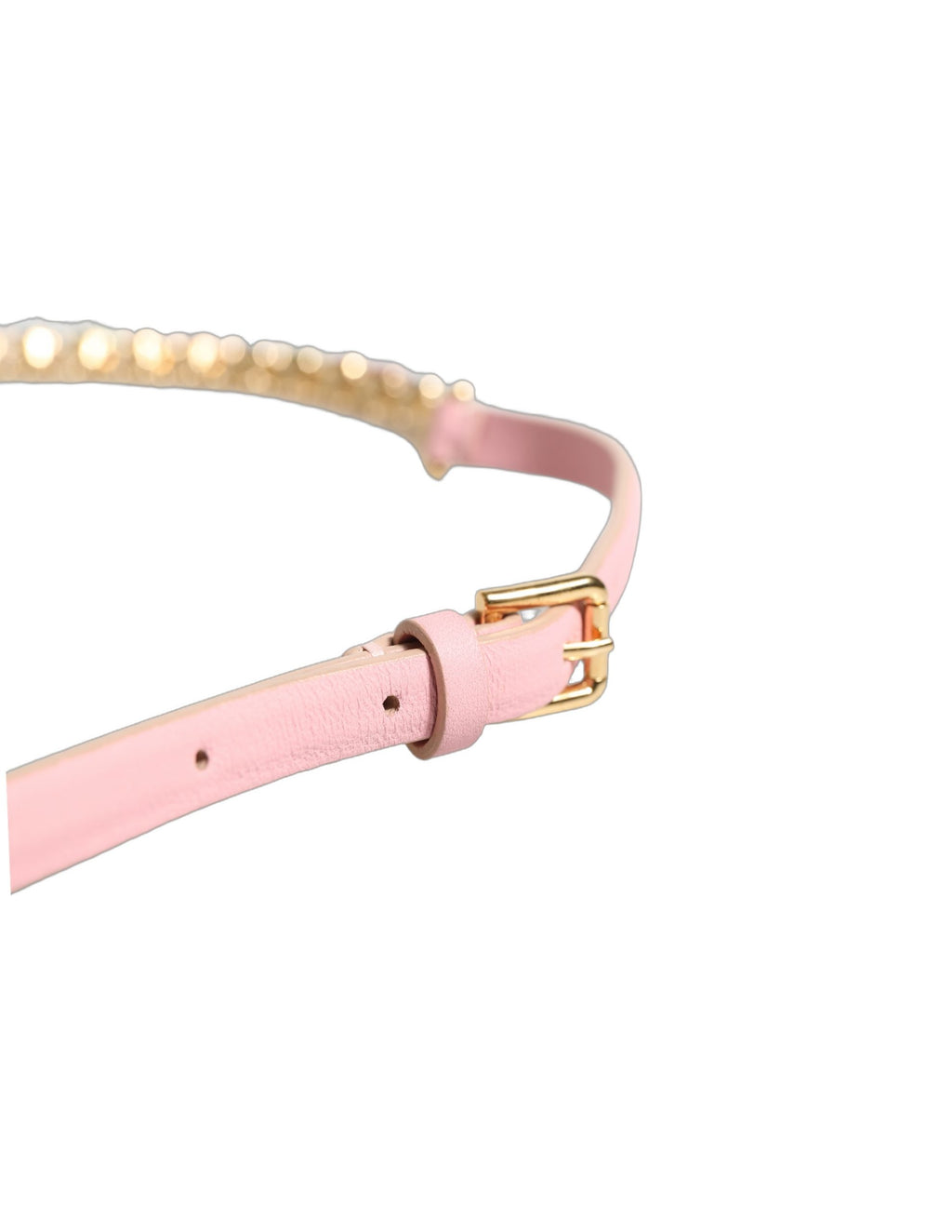 Dolce & Gabbana Pinkfarbener Gürtel aus Leder mit Kristallkettenverzierung