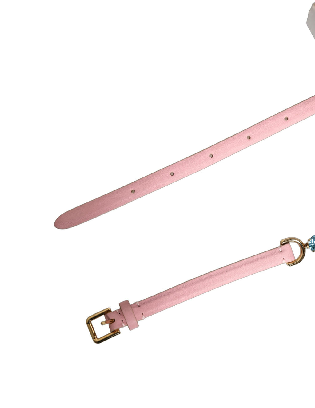 Dolce & Gabbana Pinkfarbener Gürtel aus Leder mit Kristallkettenverzierung