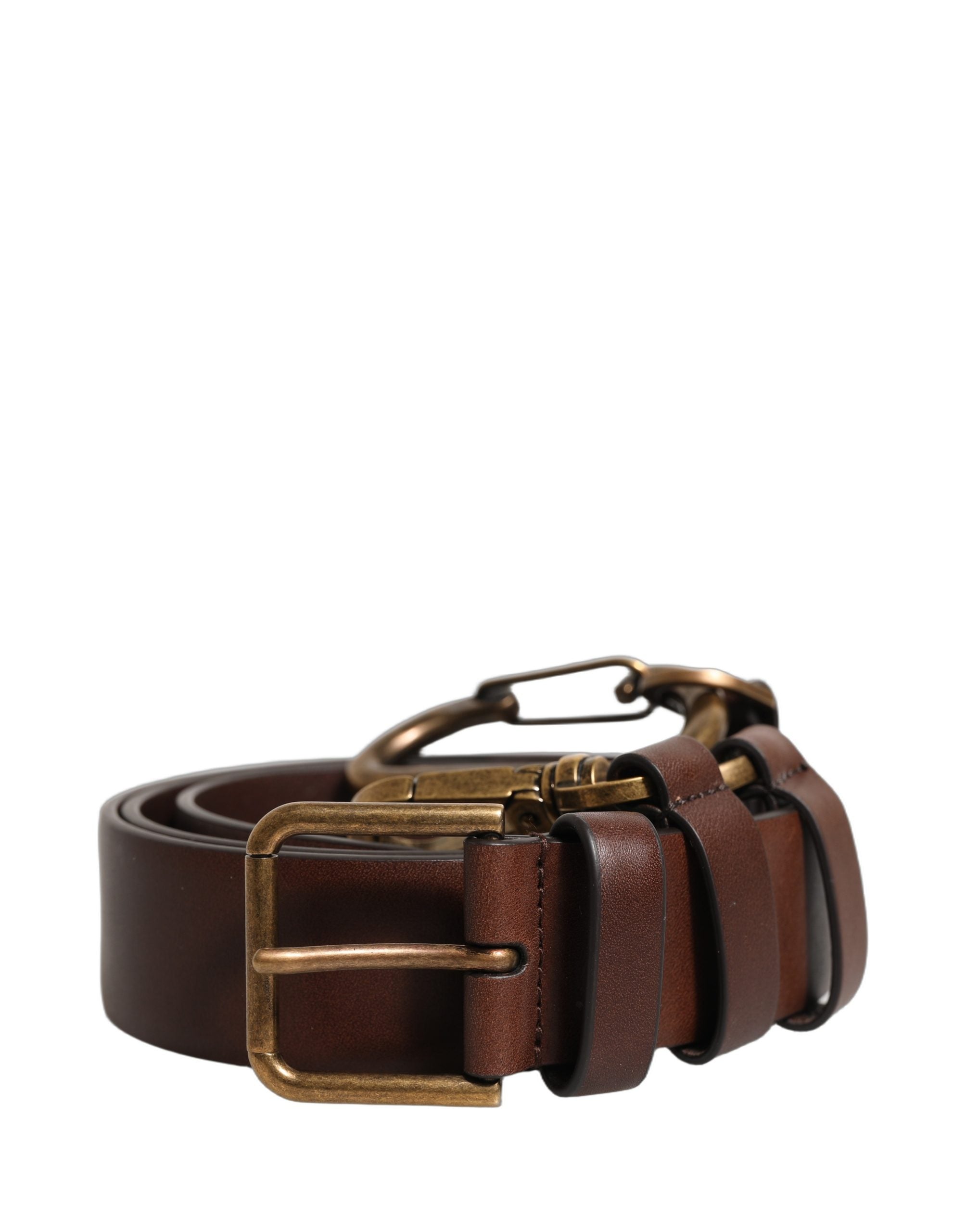 Dolce & Gabbana Gürtel aus braunem Kalbsleder mit goldfarbener Metallschnalle