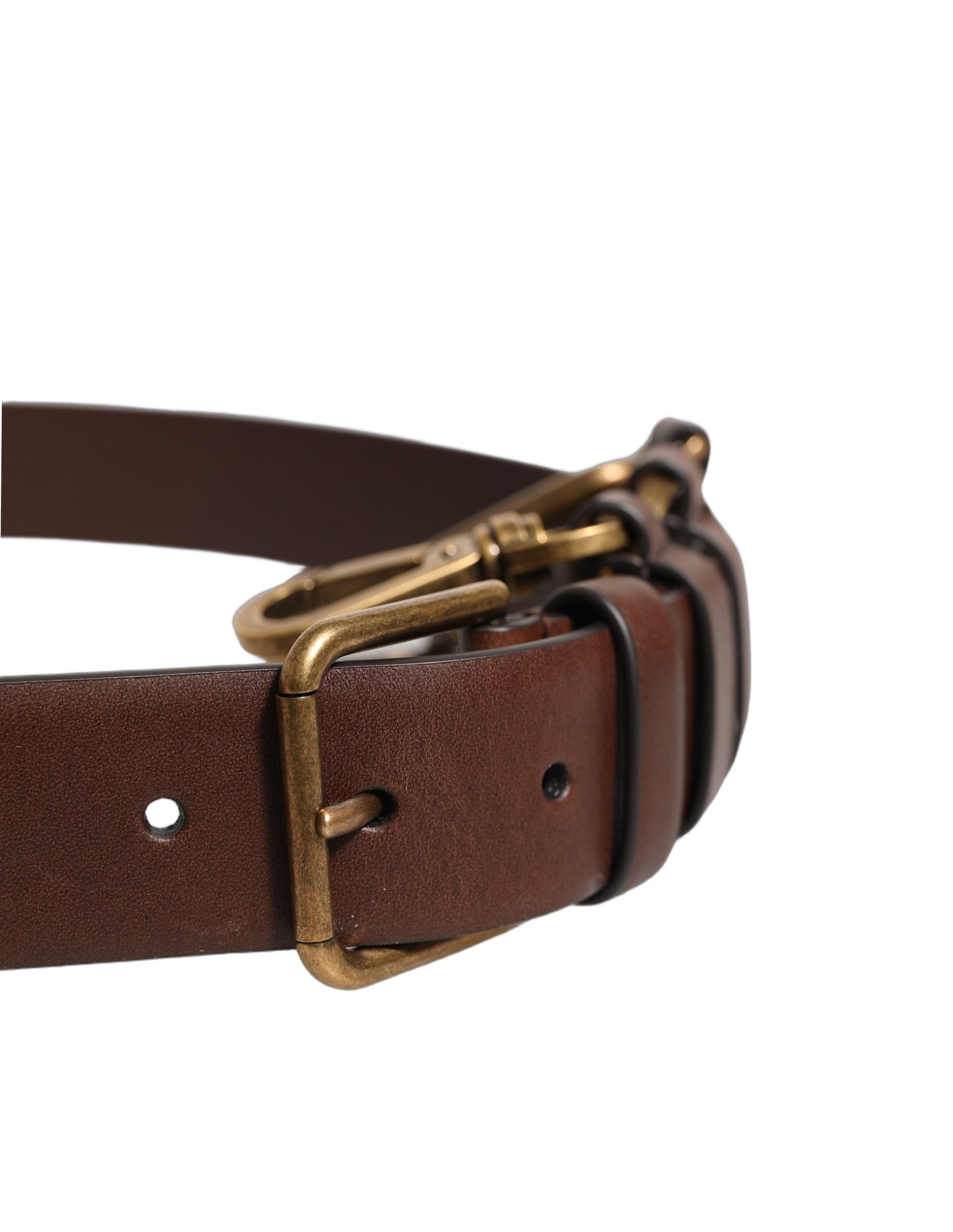 Dolce & Gabbana Gürtel aus braunem Kalbsleder mit goldfarbener Metallschnalle