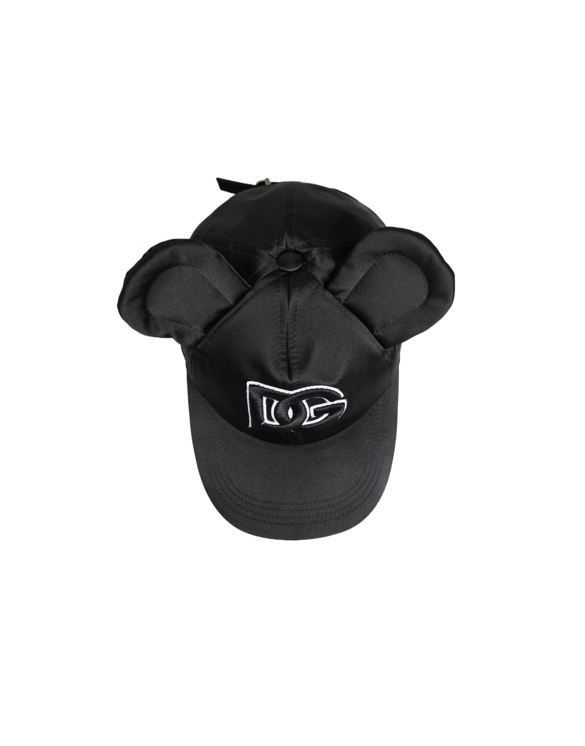 Dolce & Gabbana Herren Baseballcap aus schwarzem Samt mit Tiermotiv