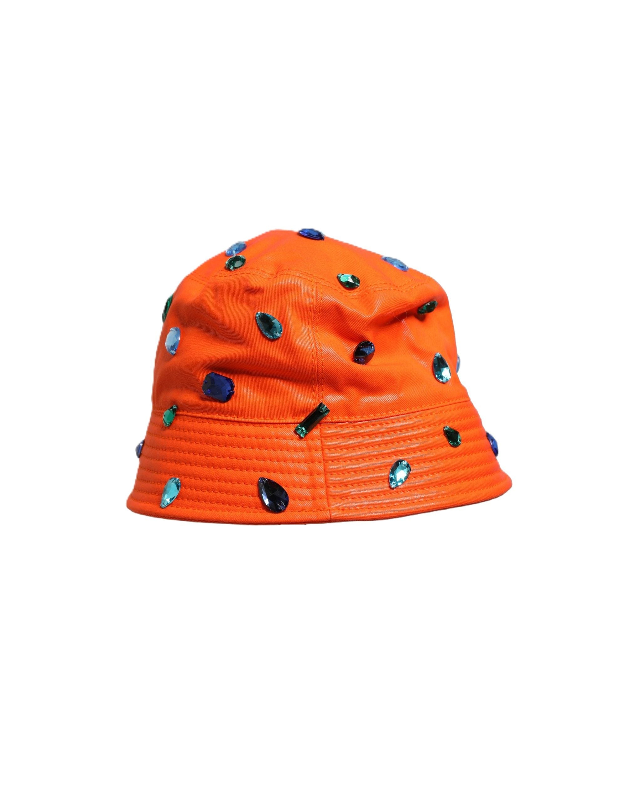 Dolce & Gabbana Fischerhut mit orangefarbenen Kristallverzierungen