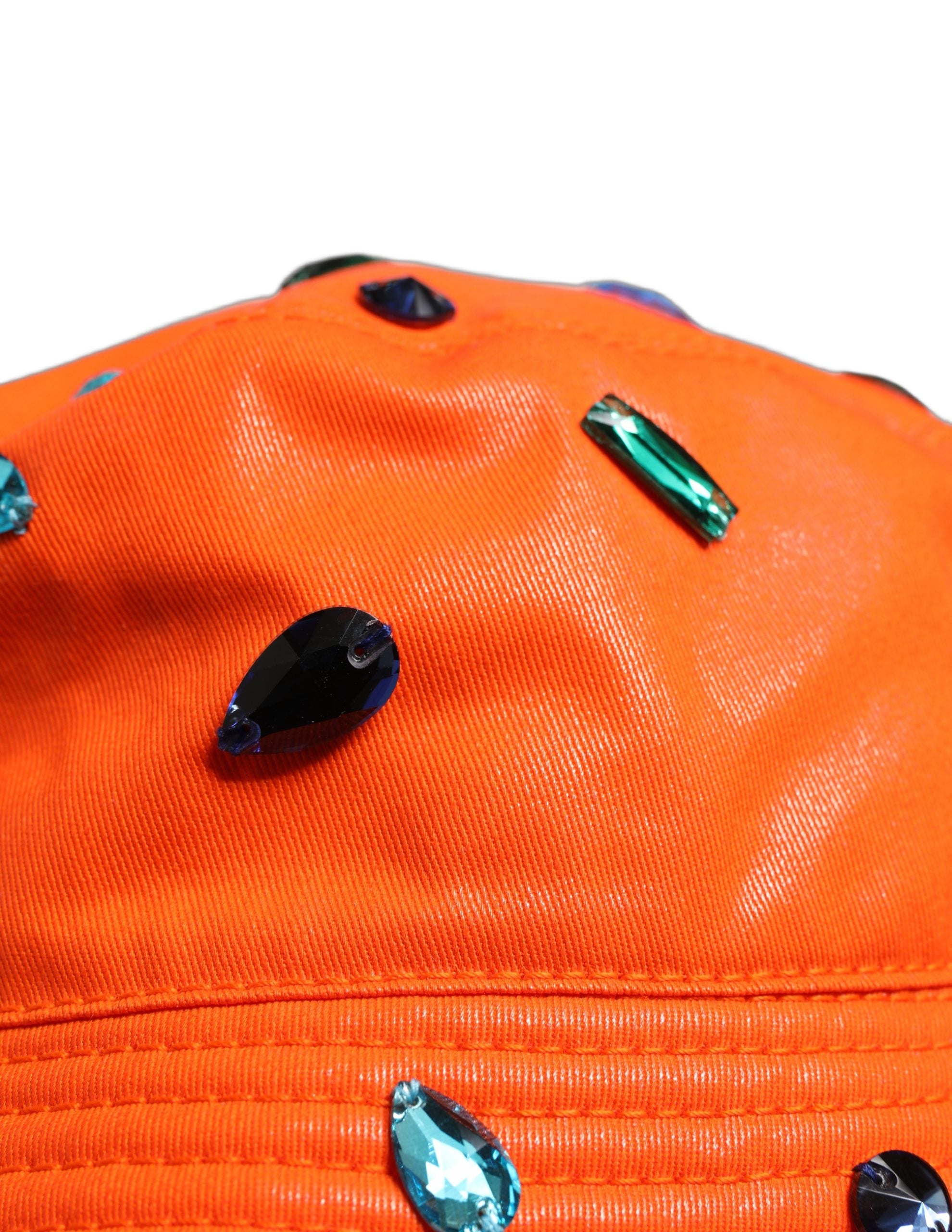 Dolce & Gabbana Fischerhut mit orangefarbenen Kristallverzierungen