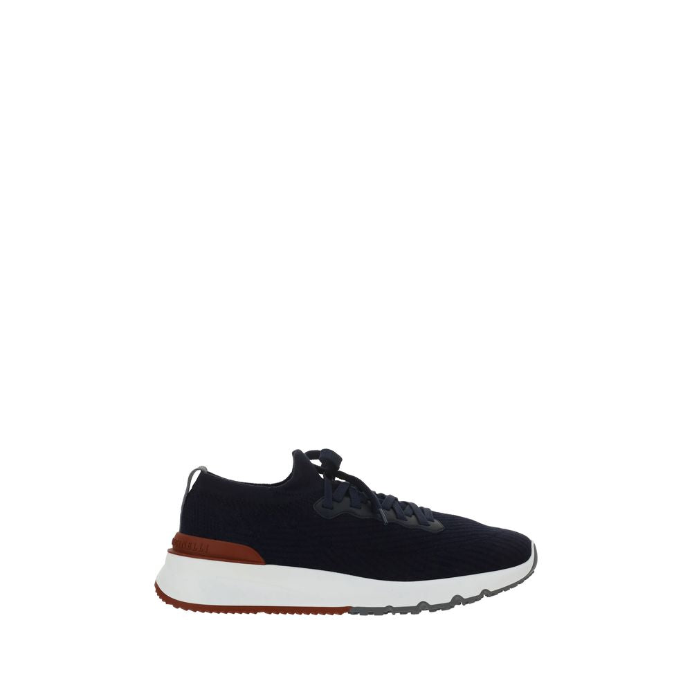 Brunello Cucinelli Blaue Low-Top-Sneaker aus Baumwolle