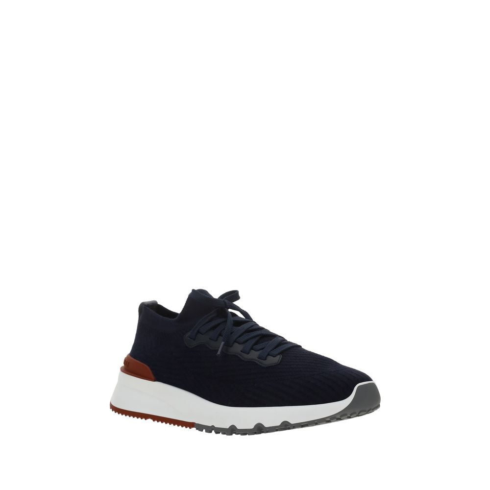 Brunello Cucinelli Blaue Low-Top-Sneaker aus Baumwolle