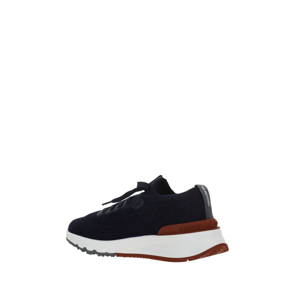 Brunello Cucinelli Blaue Low-Top-Sneaker aus Baumwolle