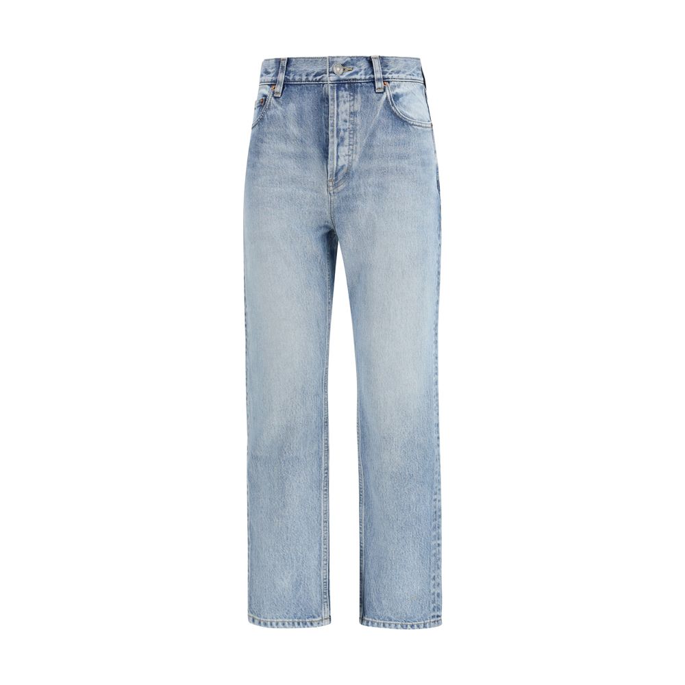 Saint Laurent Blaue Cropped Jeans aus Baumwolle