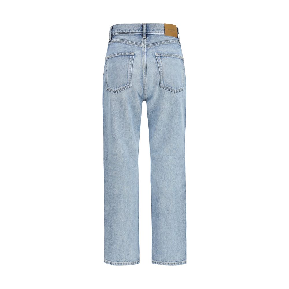 Saint Laurent Blaue Cropped Jeans aus Baumwolle