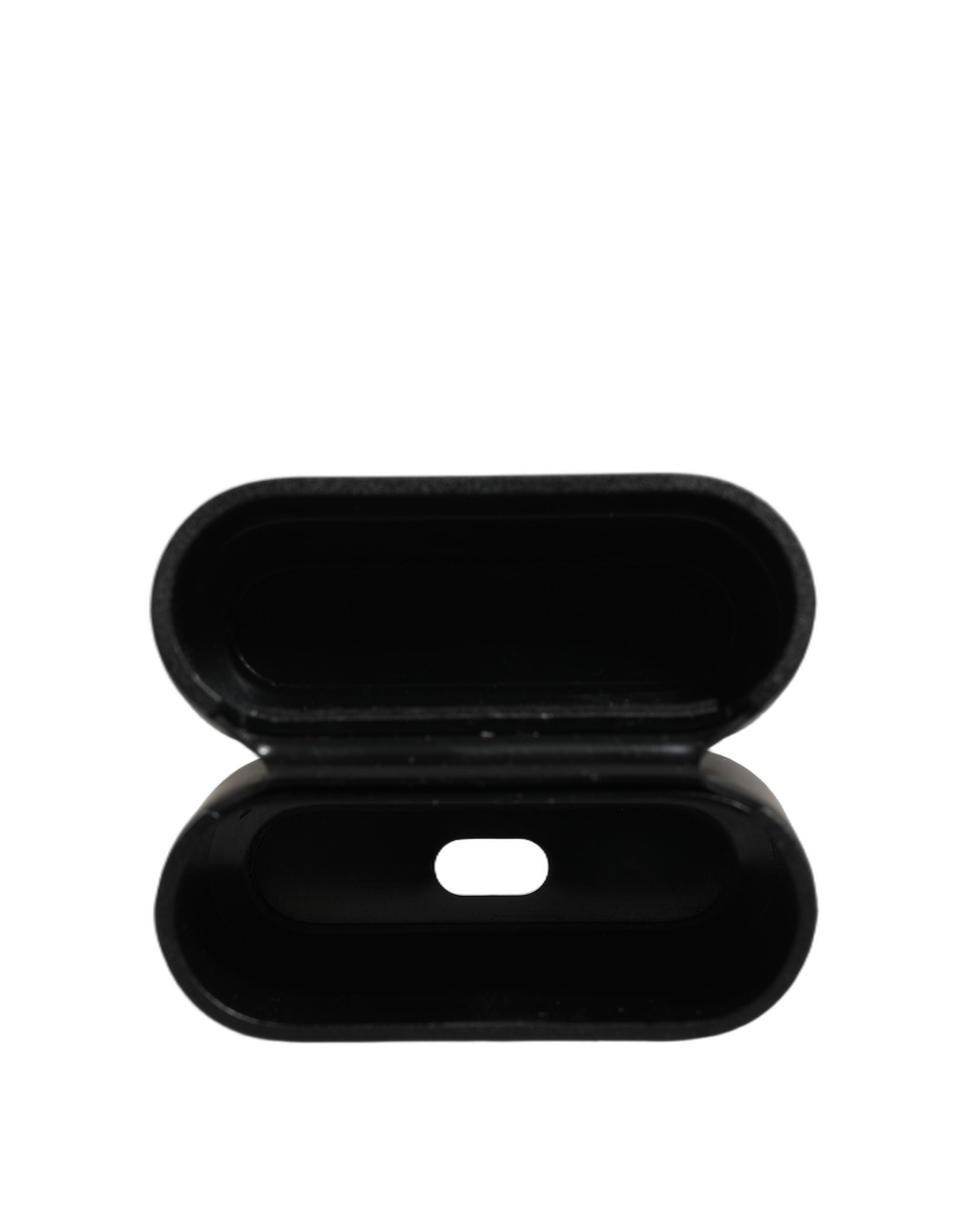 Dolce & Gabbana Schwarzer PVC-Etui mit geprägtem Logo, Flip-Halter für Damen-Airpods