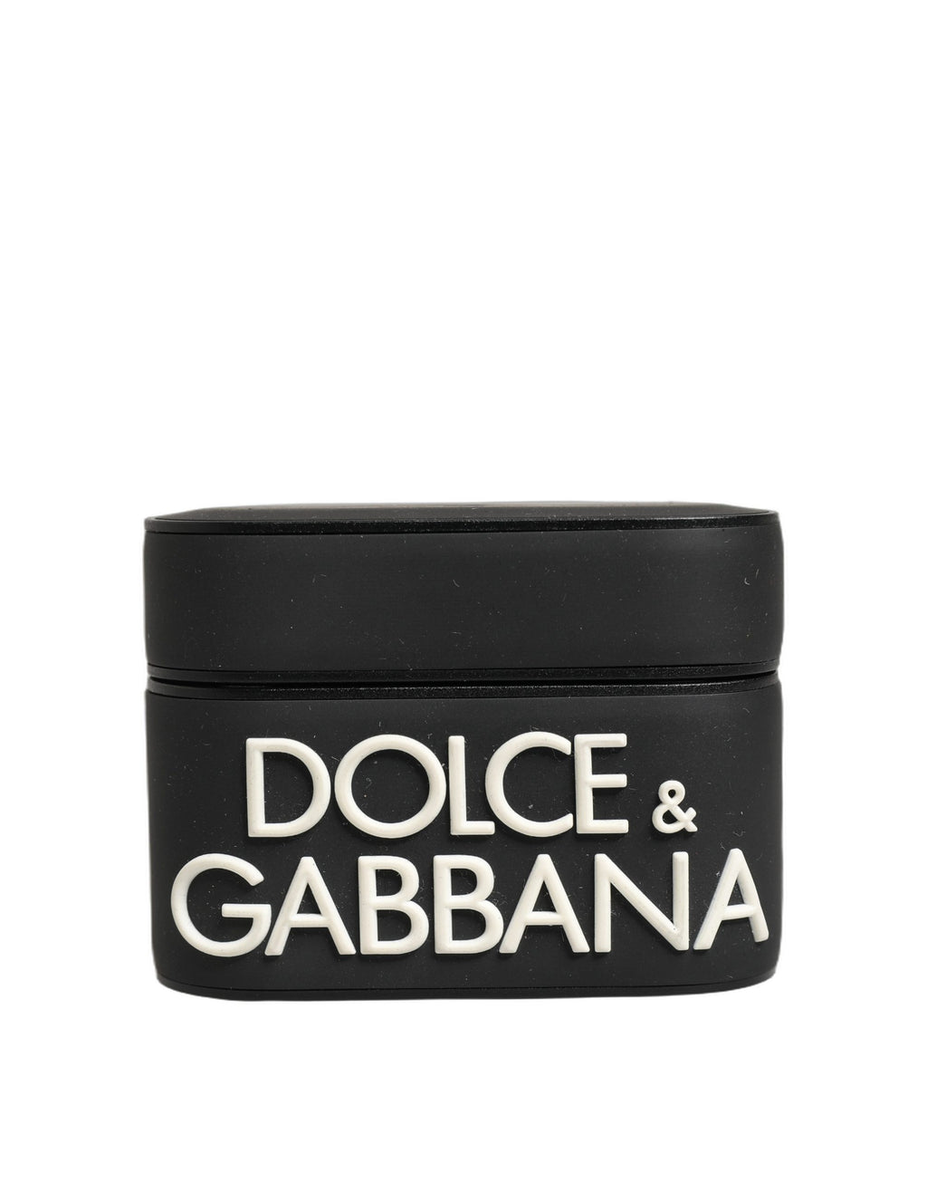 Dolce & Gabbana Schwarzer PVC-Etui mit geprägtem Logo, Flip-Halter für Damen-Airpods