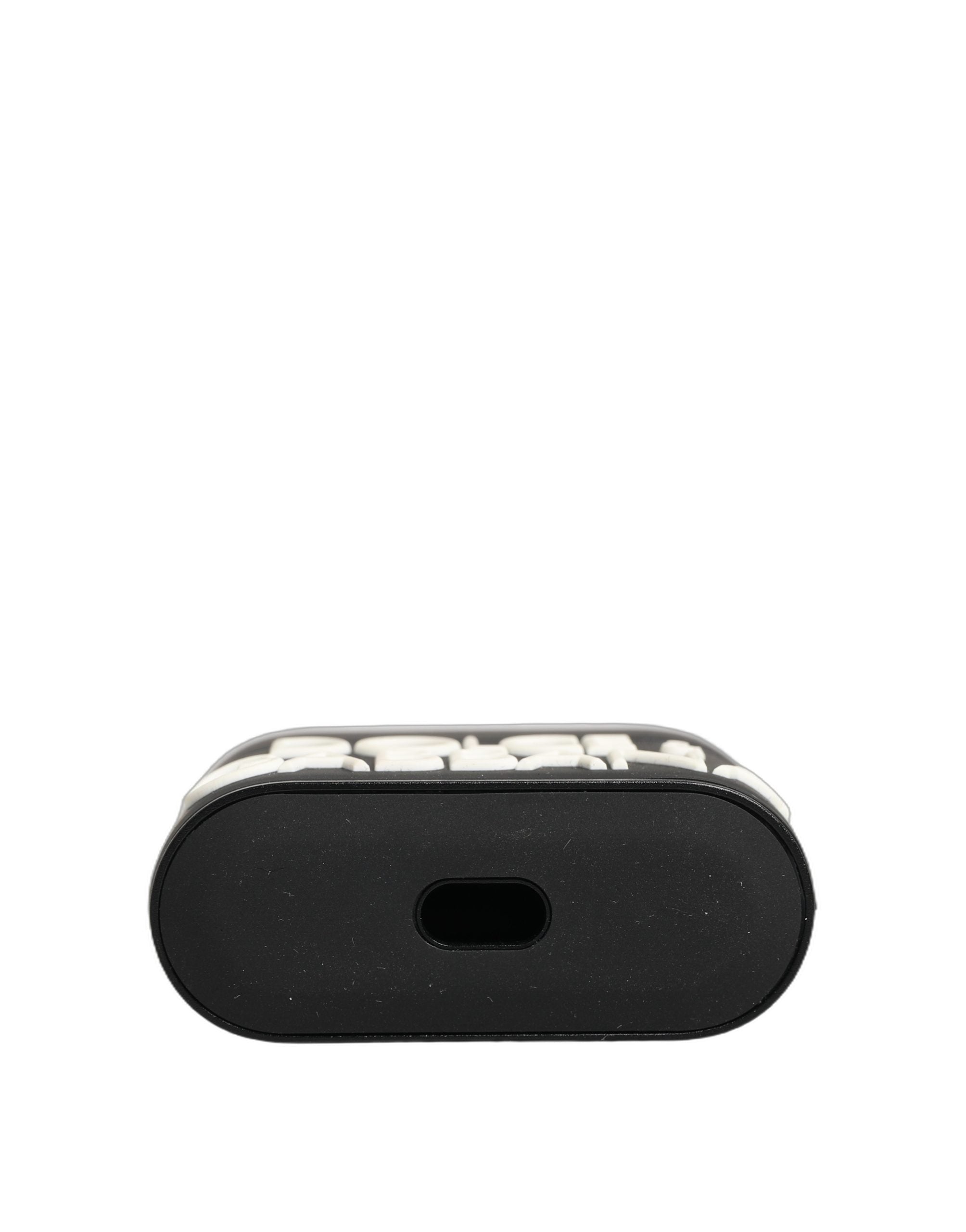 Dolce & Gabbana Schwarzer PVC-Etui mit geprägtem Logo, Flip-Halter für Damen-Airpods