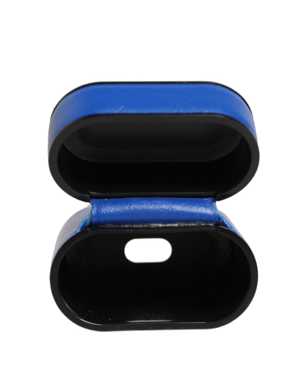 Dolce & Gabbana Airpods Hülle aus blauem Kalbsleder mit Logo, Klappverschluss und Riemen