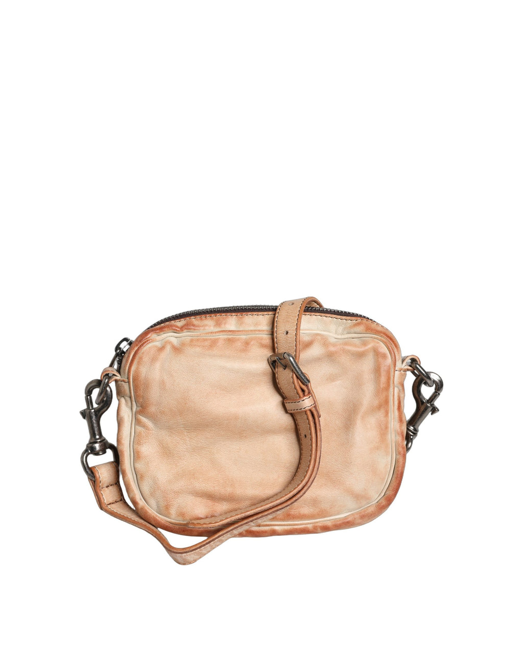 Dolce & Gabbana Beige Vintage Leder Umhängetasche mit Logo-Plakette für Herren