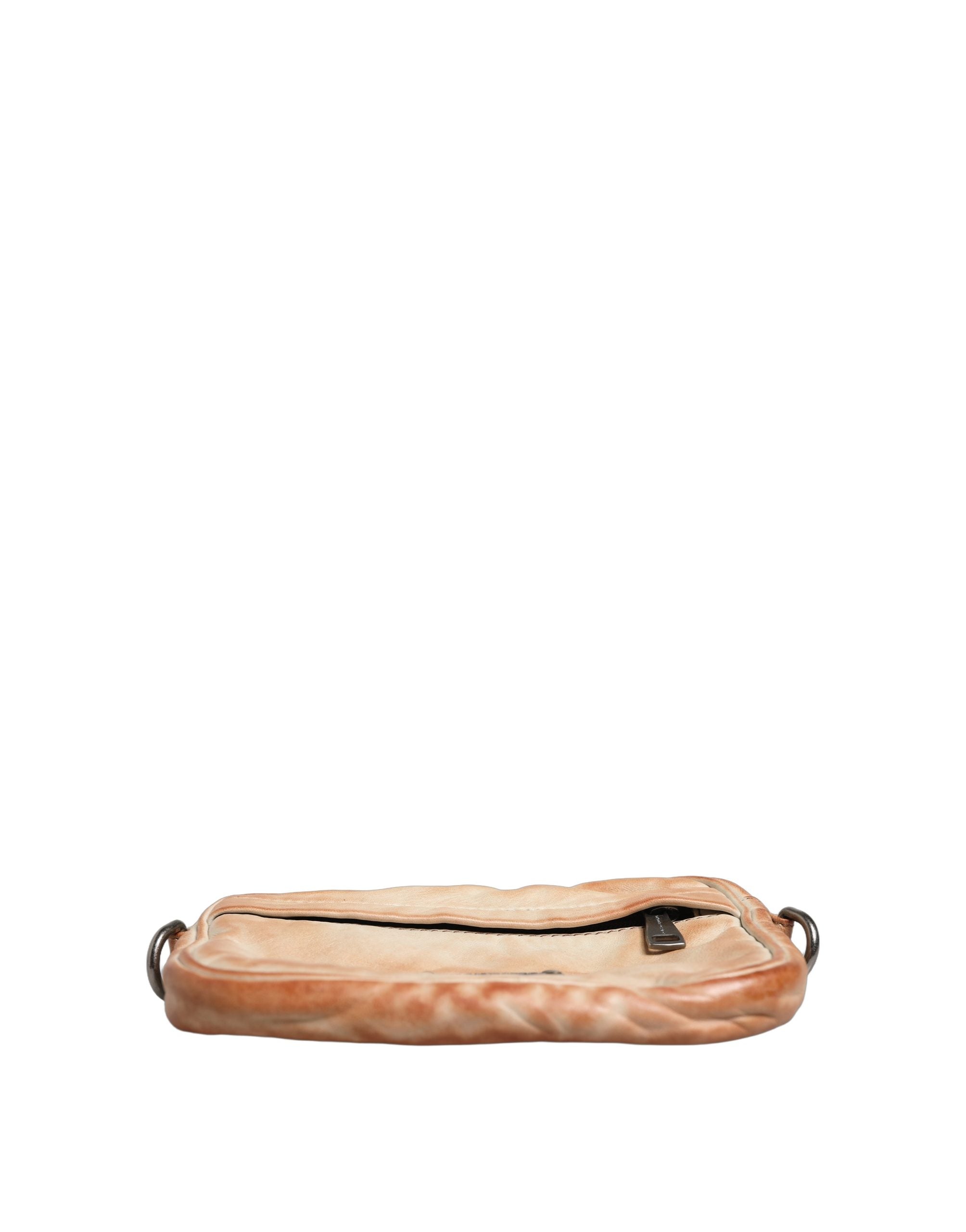 Dolce & Gabbana Beige Vintage Leder Umhängetasche mit Logo-Plakette für Herren