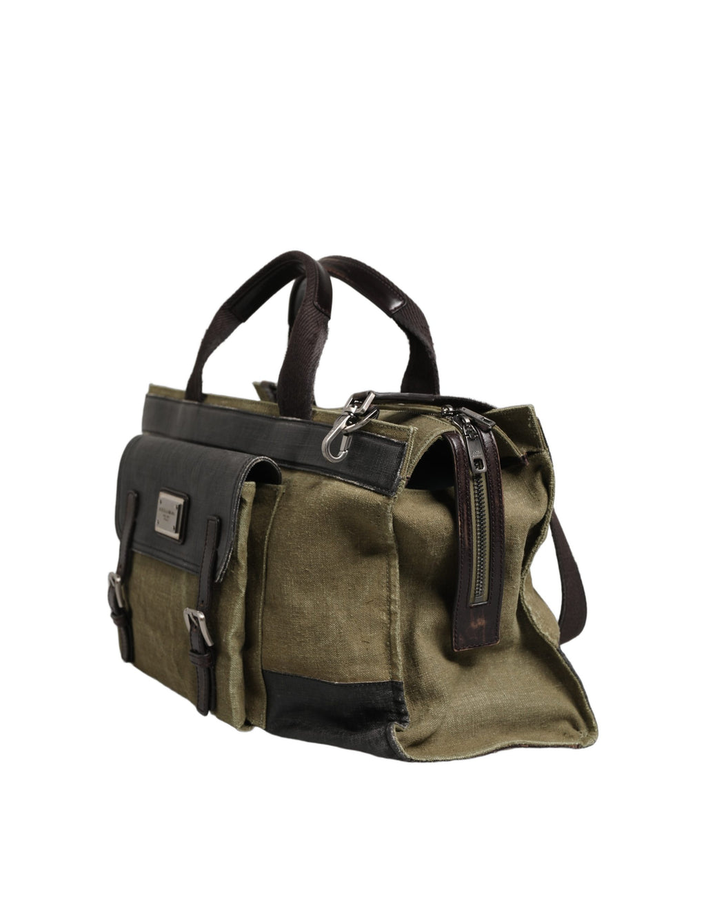 Dolce & Gabbana Militärgrüne zweifarbige Tote Reisetasche Schultertasche