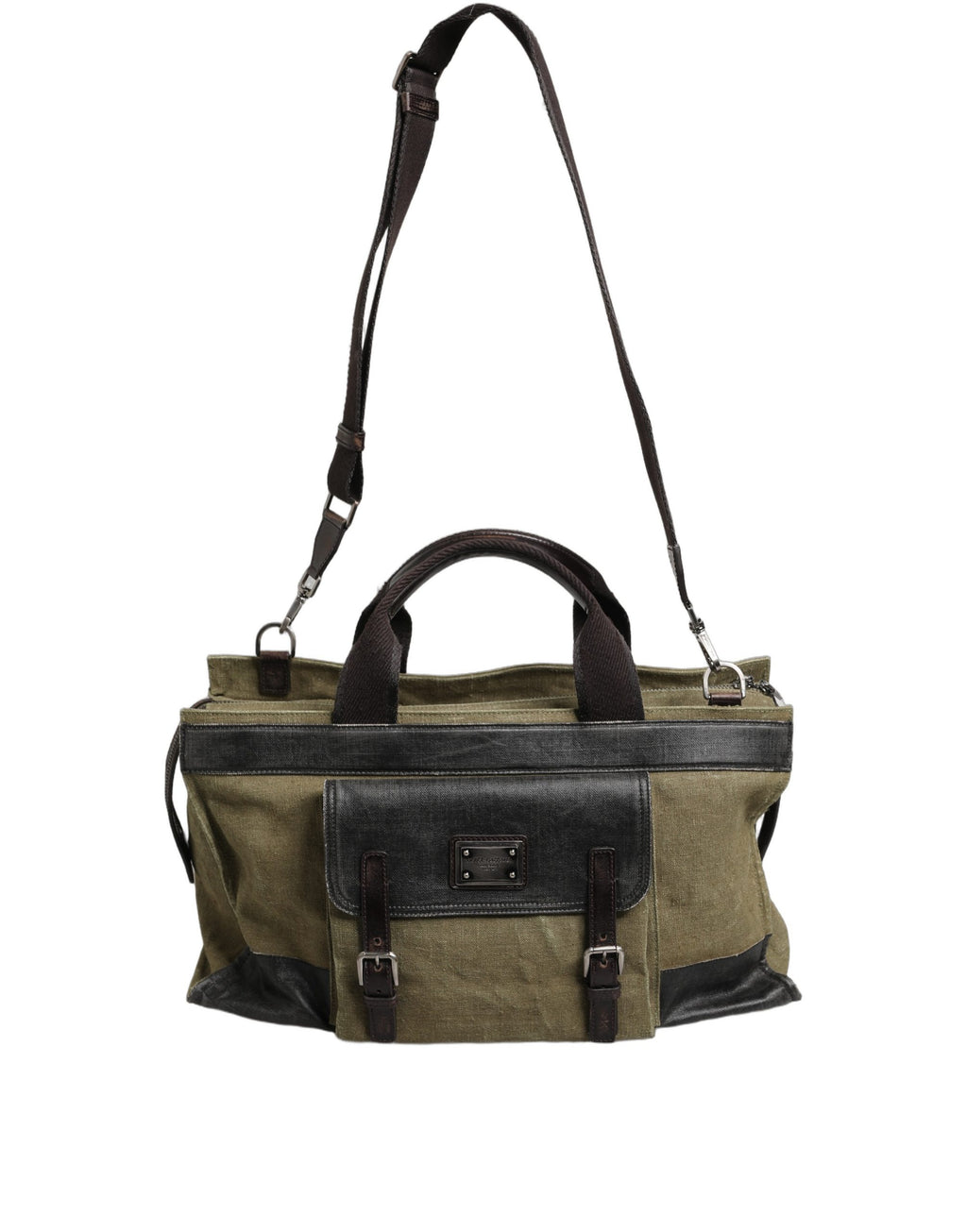 Dolce & Gabbana Militärgrüne zweifarbige Tote Reisetasche Schultertasche
