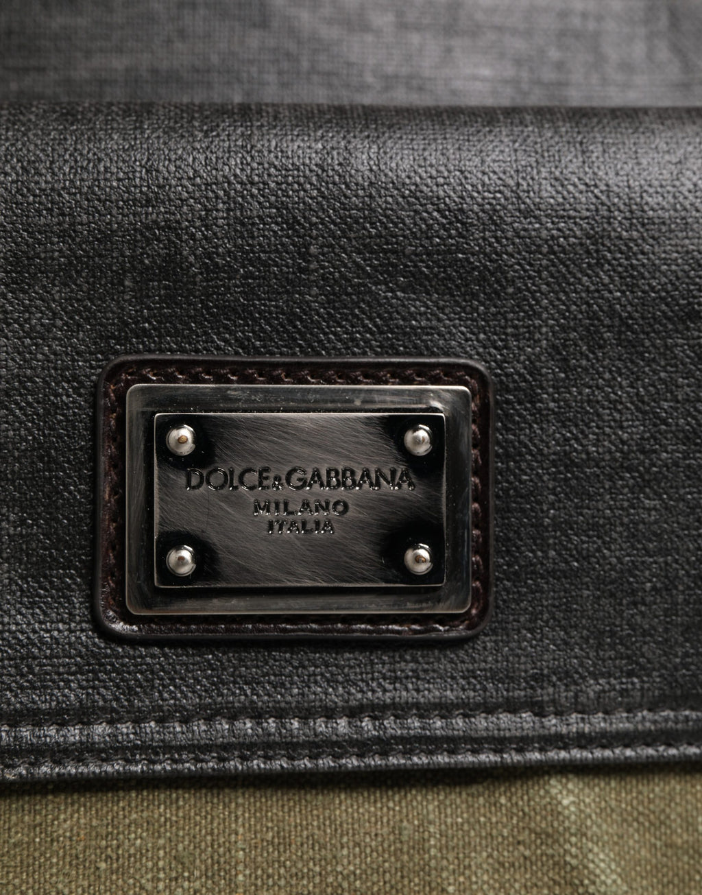 Dolce & Gabbana Militärgrüne zweifarbige Tote Reisetasche Schultertasche