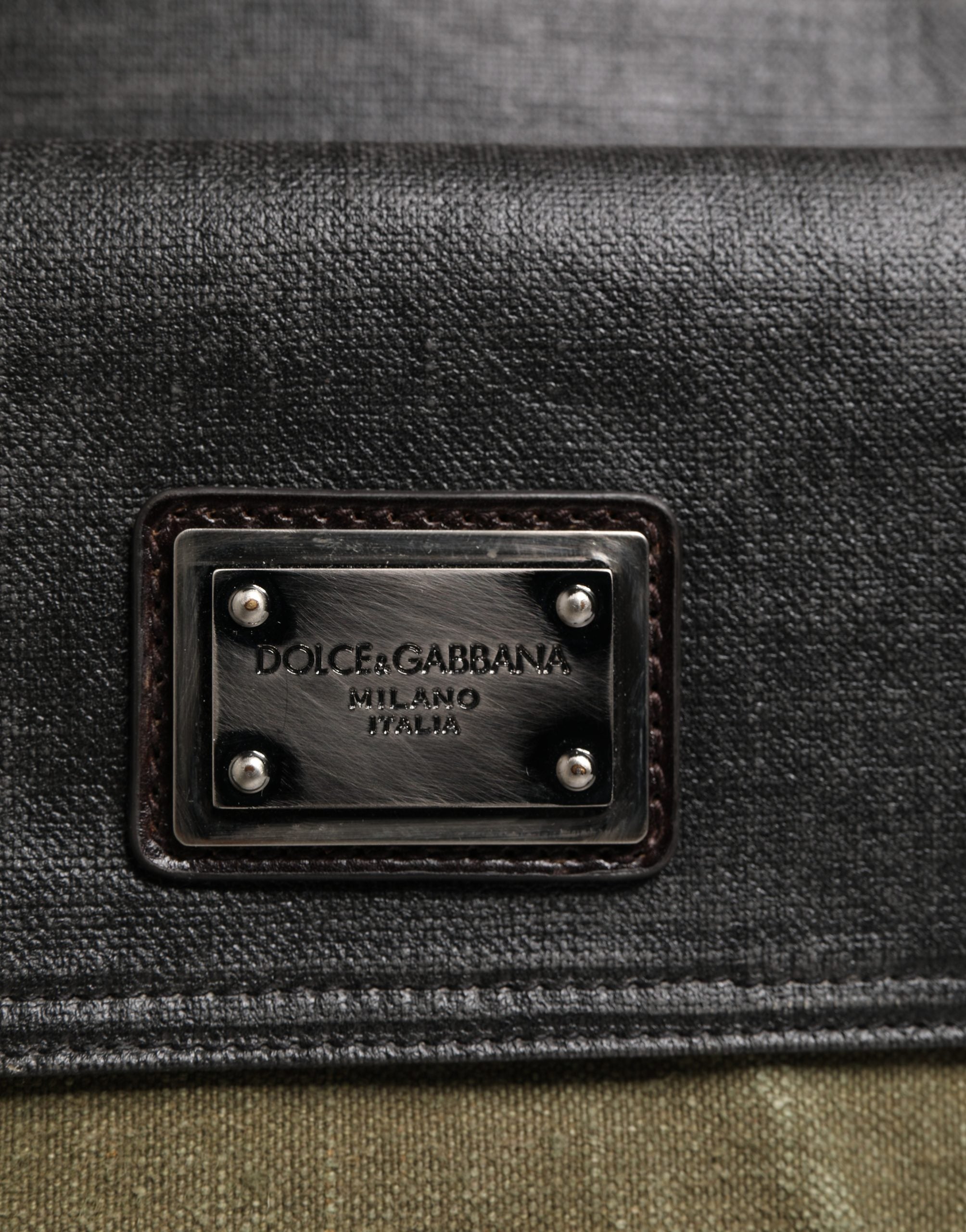 Dolce & Gabbana Militärgrüne zweifarbige Tote Reisetasche Schultertasche