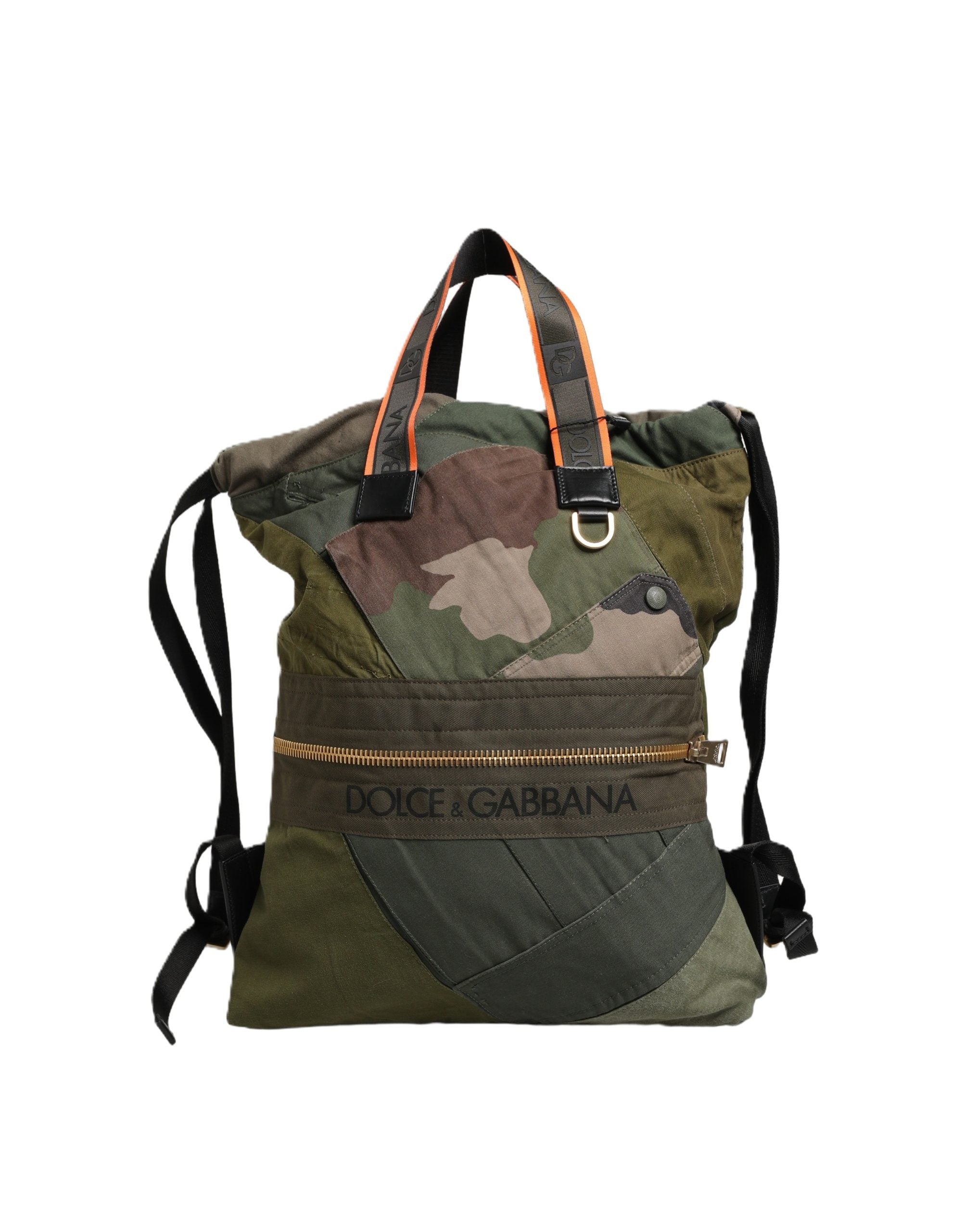 Dolce & Gabbana Militärgrüner Patchwork-Rucksack Tasche Herren Tasche